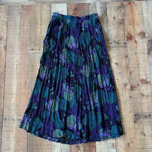 Alan Edwards Midi Skirt Elastic Waist Pleated Midi Skirt Purple Blue Size 12